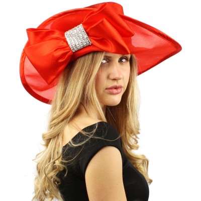 Bella Cielo Satin Big Ribbon Flip Up Jewel Kentcky Derby Floppy Dress Hat  eb-13746153